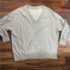 Aerie L/Xl heathered gray v neck oversized chunky sweater